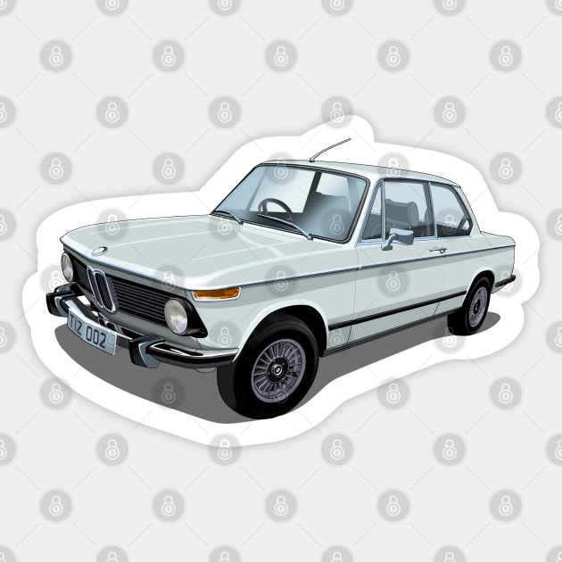 1974 2002 tii in white Sticker by candcretro